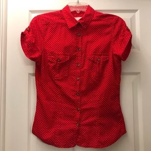 H&M Red and White Polka Dots Button Down Shirt